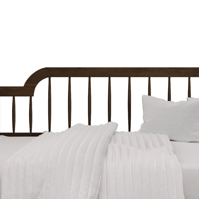 Classic Wooden Spindle Daybed with Curved Back and Warm Finishes