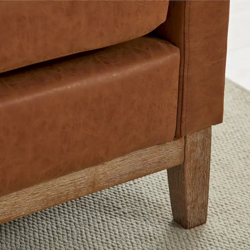 Modern Upholstered Bedroom Bench with Bolster Cushions and Wood Legs