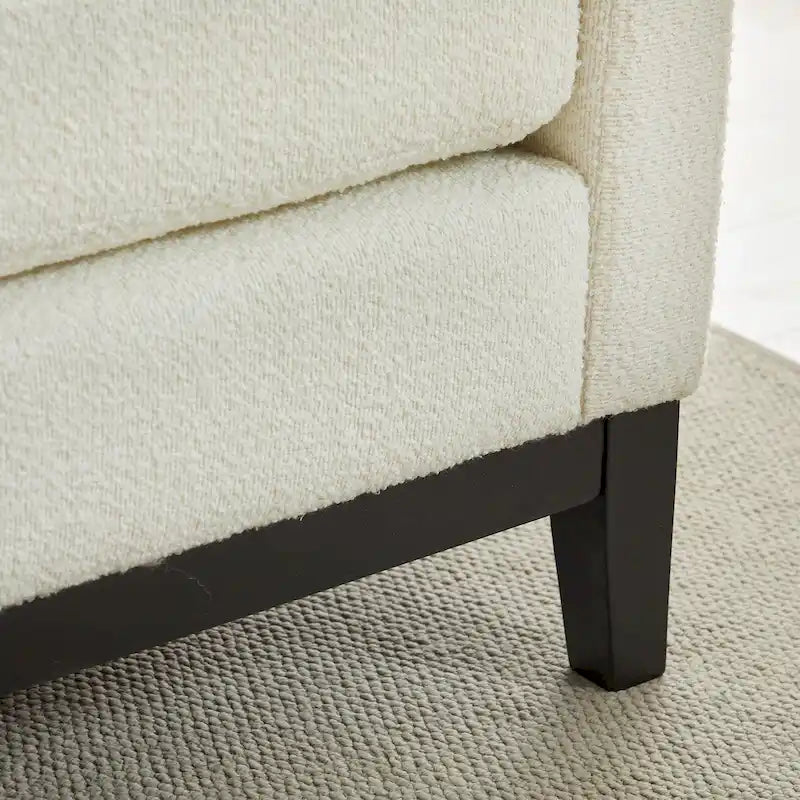 Modern Upholstered Bedroom Bench with Bolster Cushions and Wood Legs