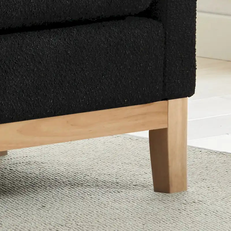 Modern Upholstered Bedroom Bench with Bolster Cushions and Wood Legs