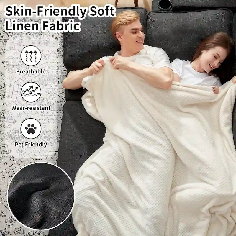 Modern Fabric Upholstered Sleeper Sofa with Pull-Out Bed and Storage