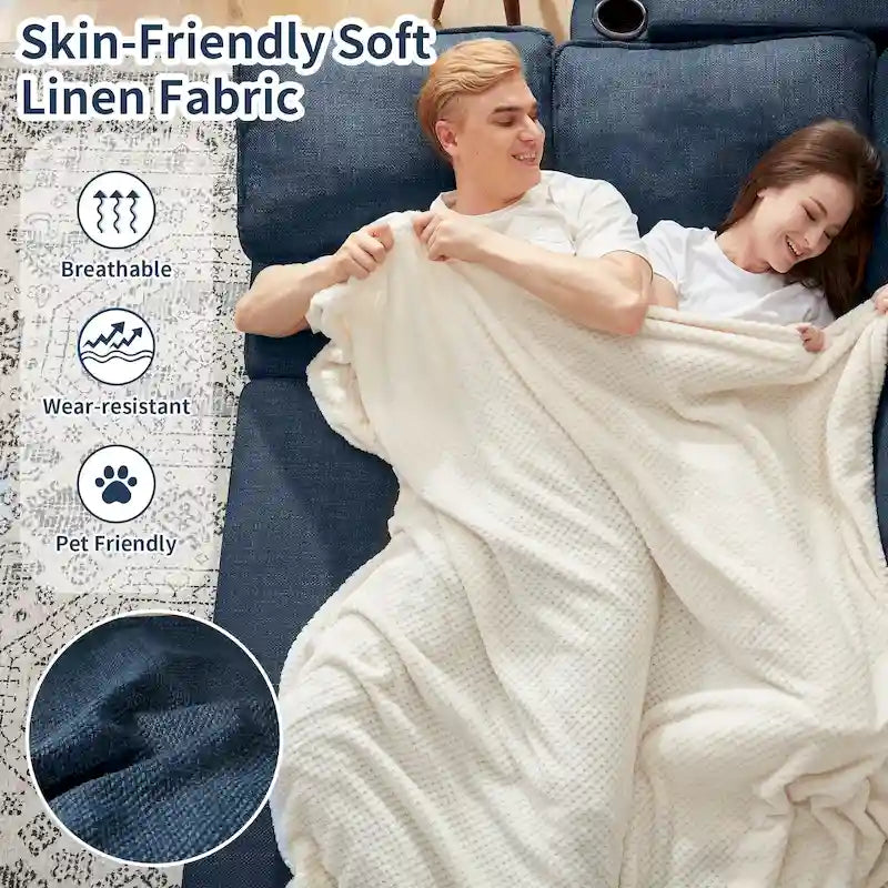 Modern Fabric Upholstered Sleeper Sofa with Pull-Out Bed and Storage