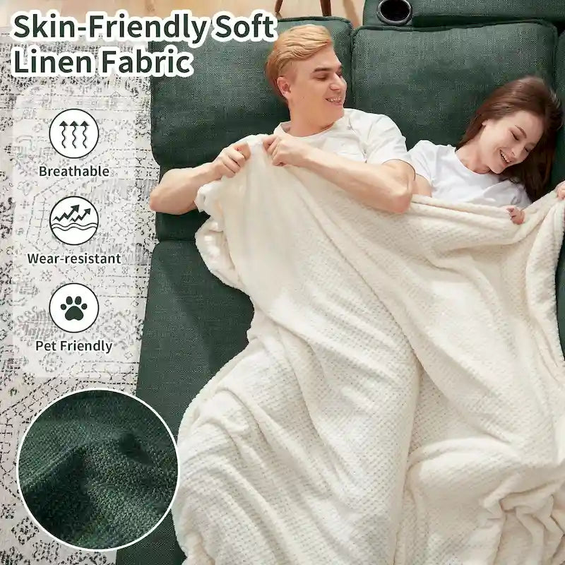 Modern Fabric Upholstered Sleeper Sofa with Pull-Out Bed and Storage
